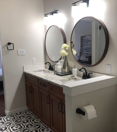 A bathroom we remodeled.